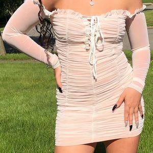 Sheer bodycon white dress